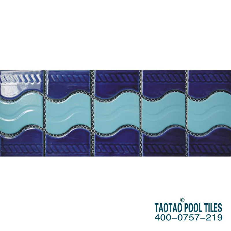 Designs Swimming Pool Tile Mosaics Line Light Blue Border Tiles