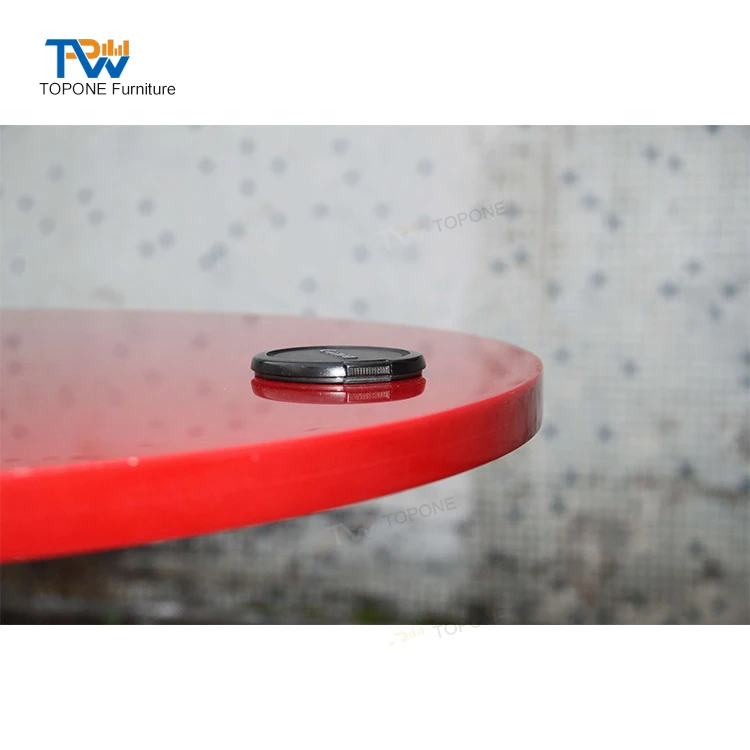 Red Color Round Small Restaurant Table Tops Design for Restaurant Furniture