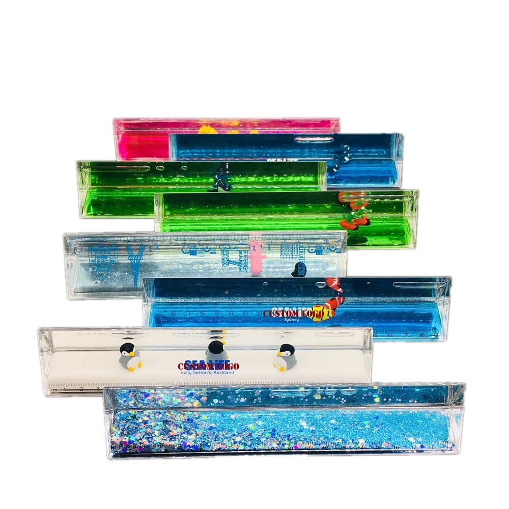 Пластиковая акриловая жидкая масляная треугольная линейка с 3d-поплавком в виде рыбы