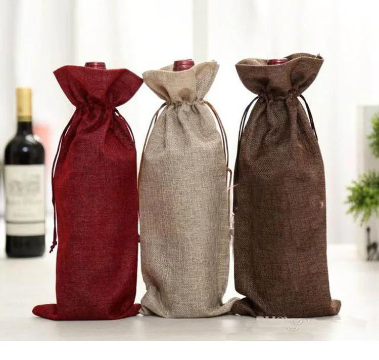 Bolsas personalizadas para botellas de vino, bolsa de arpillera