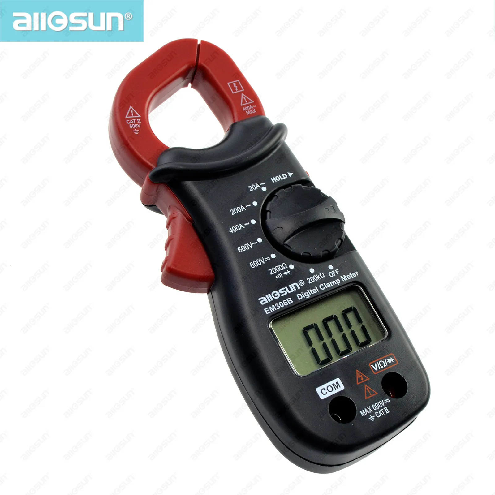 
 Allosun ручной зажим-измеритель цифровой AC DC Volt AC Amp OHM ЖК-дисплей звуковой диод тестер портативный ручной мультиметр-зажим  