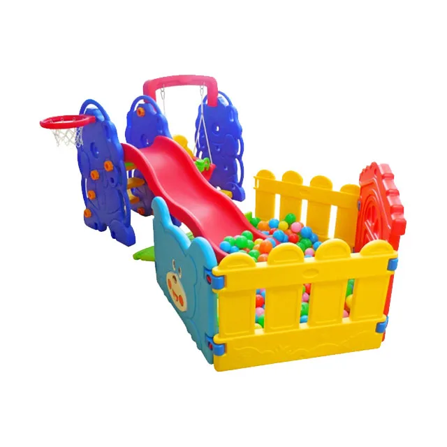 Красочный детский пластиковый забор, пластиковый Океанский бассейн для детского сада, забор для бассейна с горкой