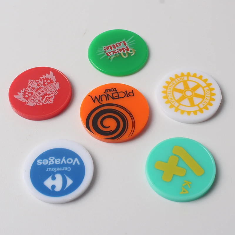 BSCI Design Custom Pattern Euro Supermarket Trolley Plastic Chips Euro Coin Plastic Tokens