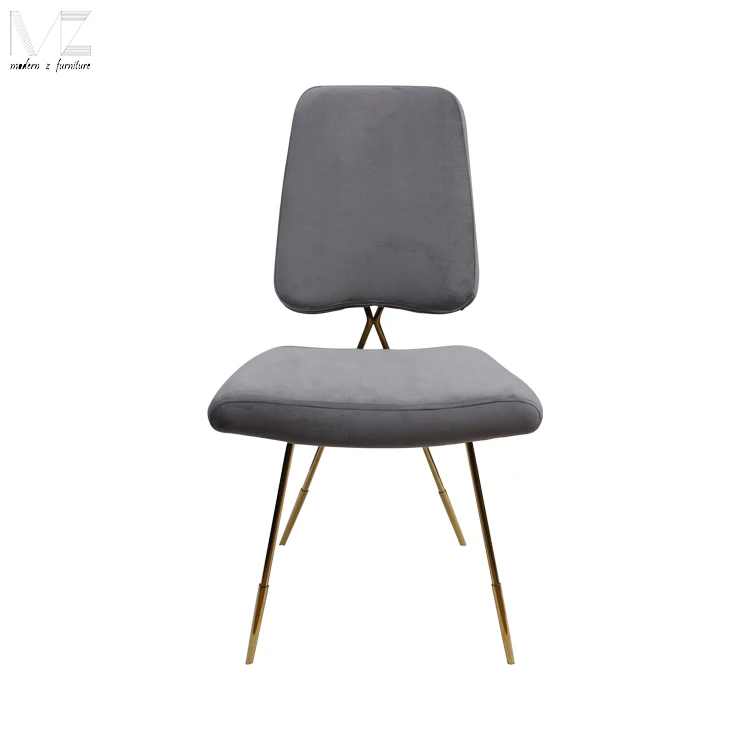 Стул обеденный из бархатной ткани с рамкой нержавеющей стали золотистого цвета