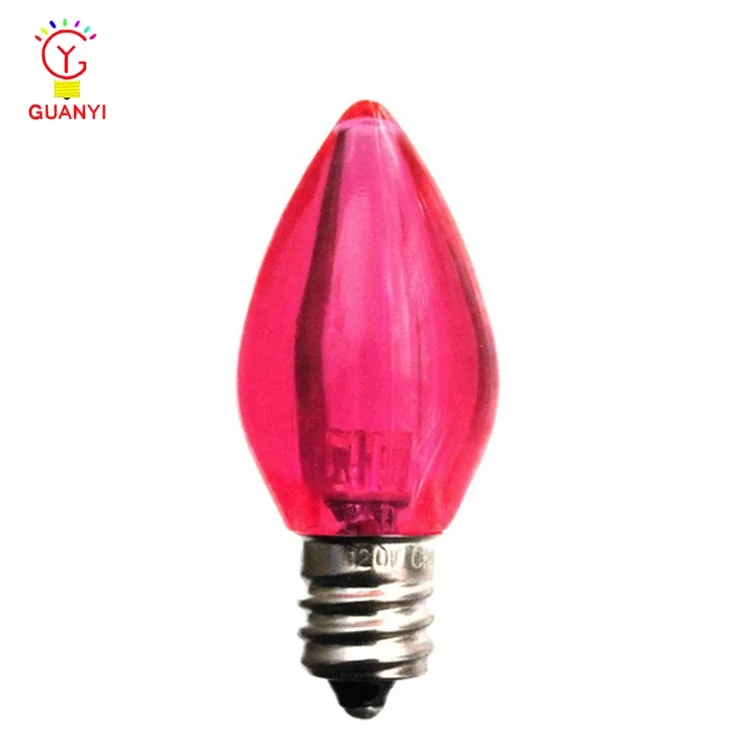 For UL C7 LED Bulb with Smooth Transparent Lighting Red Candle Type