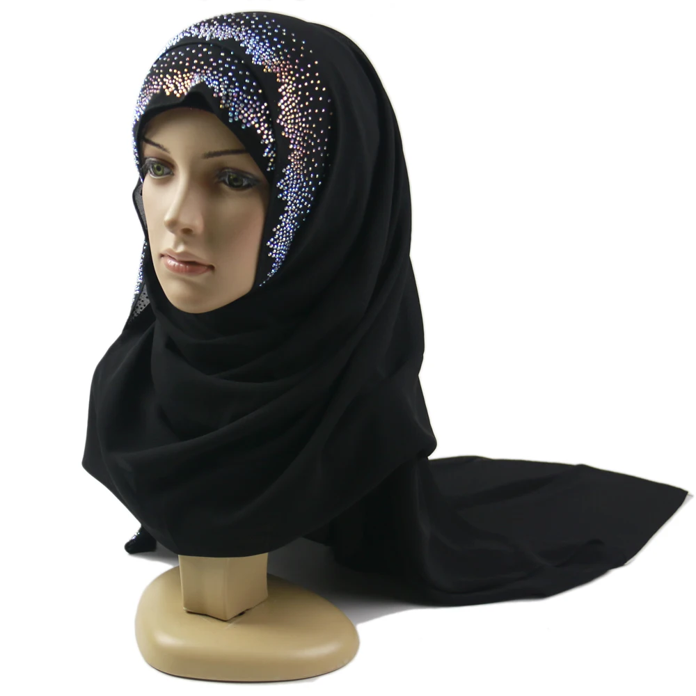 Nice Soft Chiffon Hijab Stone Design Edge Chiffon Hijab