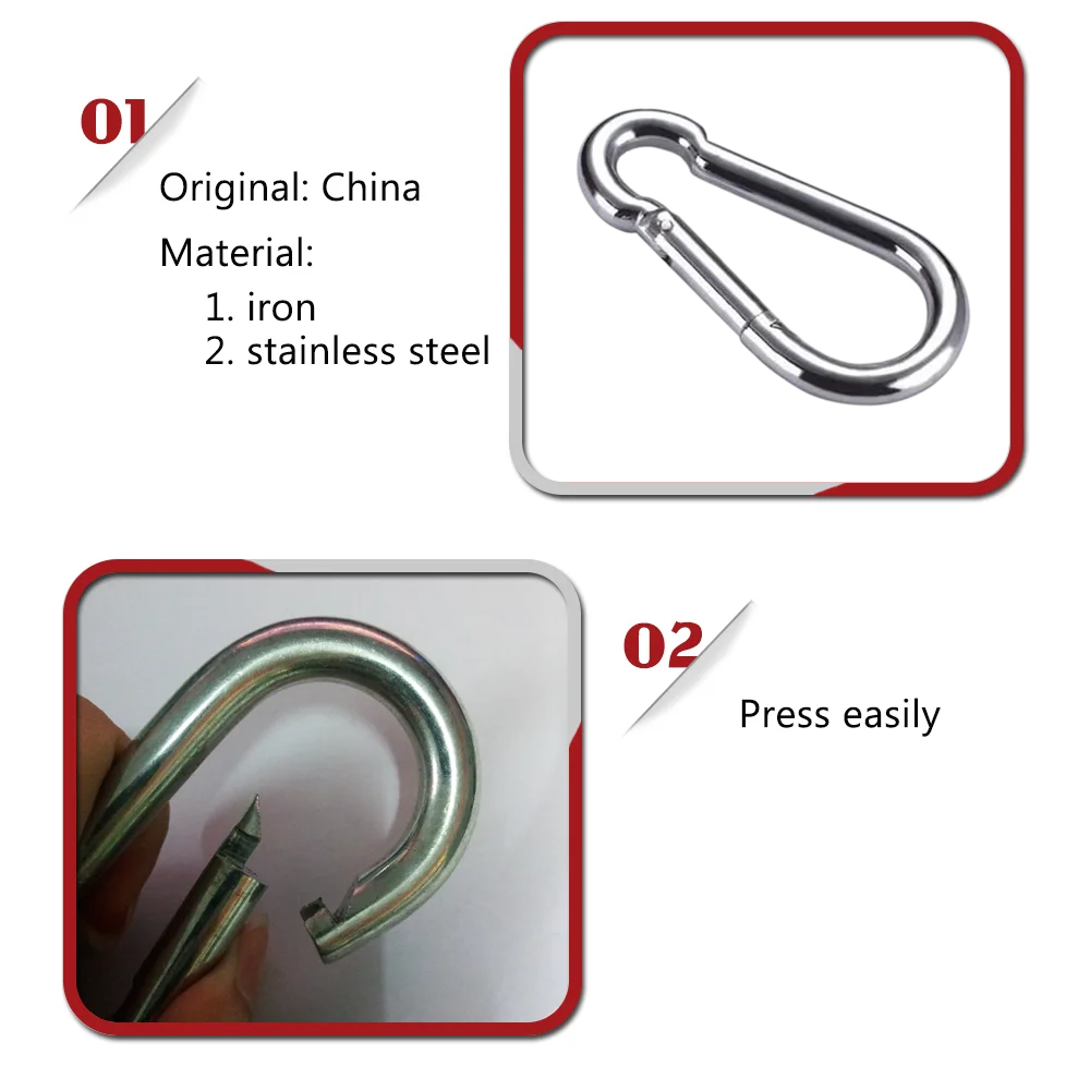 BT-245 Carabiner Safety Metal Carabine Snap Hook Mousqueton M5 Stainless Steel 304/316M Carabiner Spring Hook