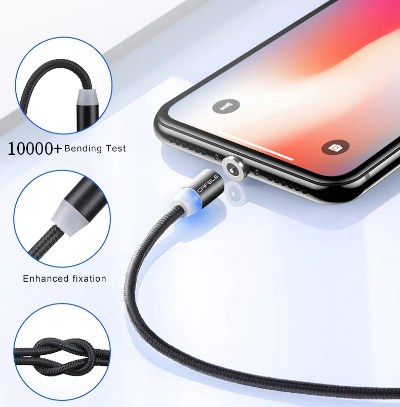 Micro USB C Magnetic Braided Data Nylon Magnetic Charging Cable for Notebook Phone 9