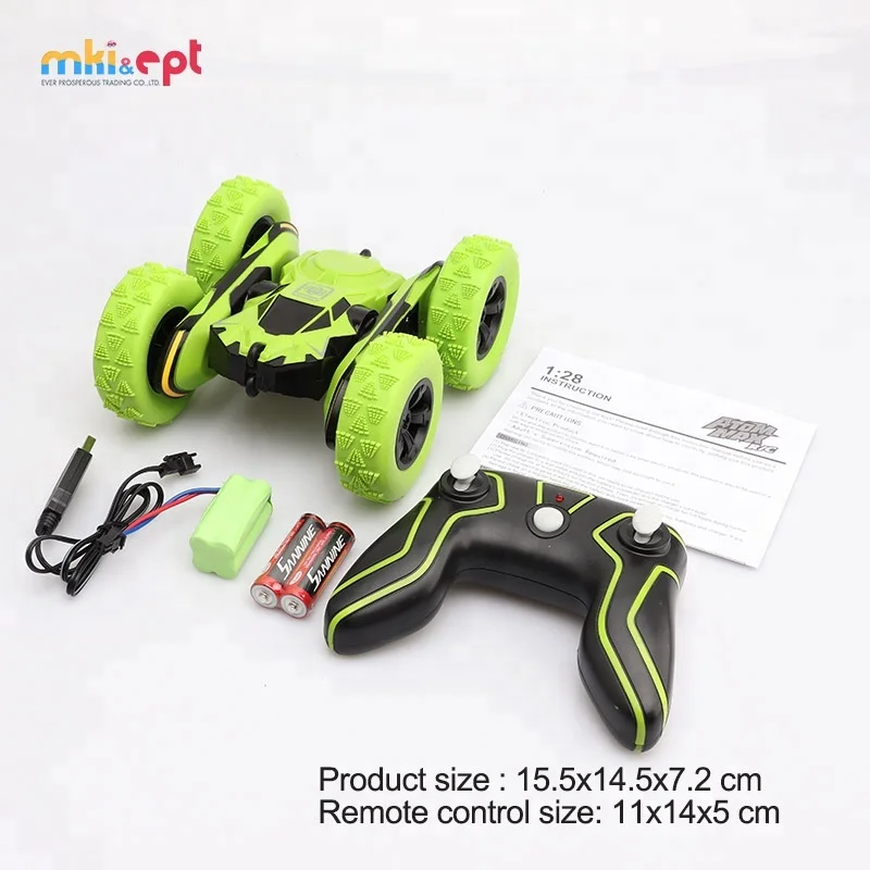 1:28 Fancy Green Special Design RC Remote Control Stunt Rolling Climbing 360 Racing Toy Car for