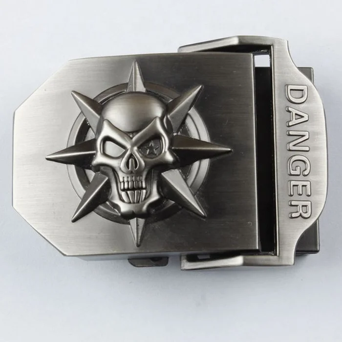 1pc Army Style Stainless Steel Skull Buckle Military Mens Sports Web Canvas Belt 
