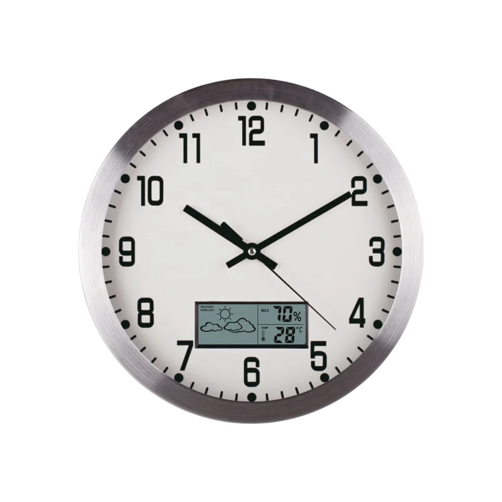 Home Decorative Metal Digital Wall Clock With Weather Forecast Etw7712b Buy Decorative Metal Wall Clock