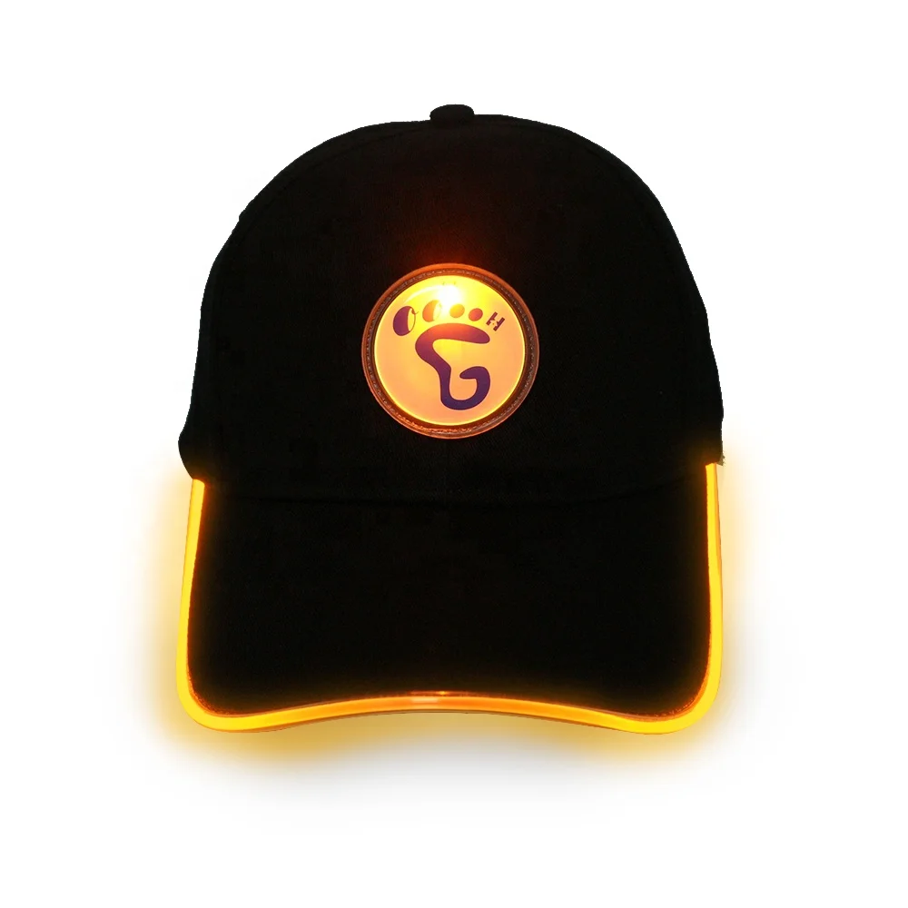 LED Flashing Light Lens Hats  custom logo light up caps