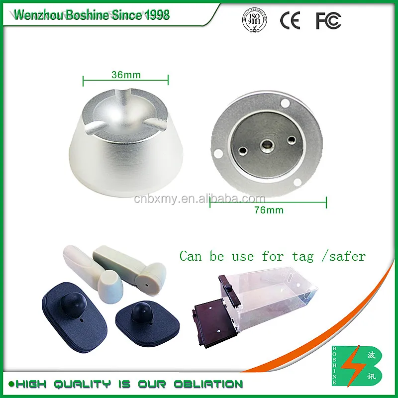 Supermarket Application Metal EAS System Magnetic Remover round Key of Hard Tags 10000 Gauss Magnet EAS Ink Tag Detacher