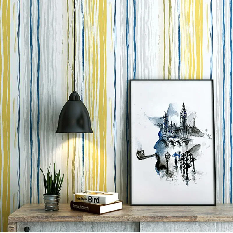 Yellow Blue Striped Vinyl Pvc Wallpaper For Bedroom Living Room Dector Buy Striped Wallpaper Striped Vinyl Wallpaper Striped Wallpaper Bedroom Product On Alibaba Com alibaba