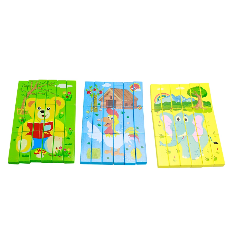 Деревянные блоки, игра для укладки, головоломка, игрушка, 2 в 1 игровой набор