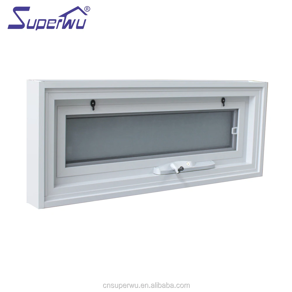Small standard size frosted glass tempered glass windows cheap price aluminum awning window with fly mesh