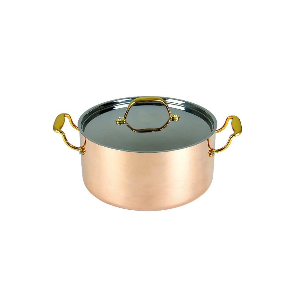 induction bottom tri-ply copper cooking pot kitchen casserole