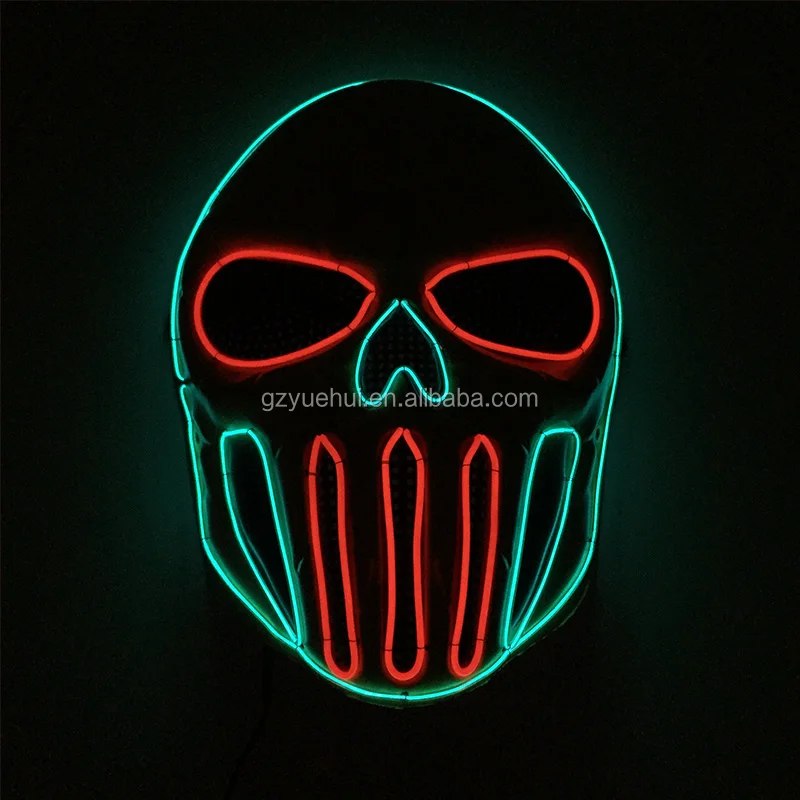 EL Light up CS Gaming Mask Halloween Anime Party Supplies Led Strip Iron Man Superhero Style Mask Neon Death Grimace Mask