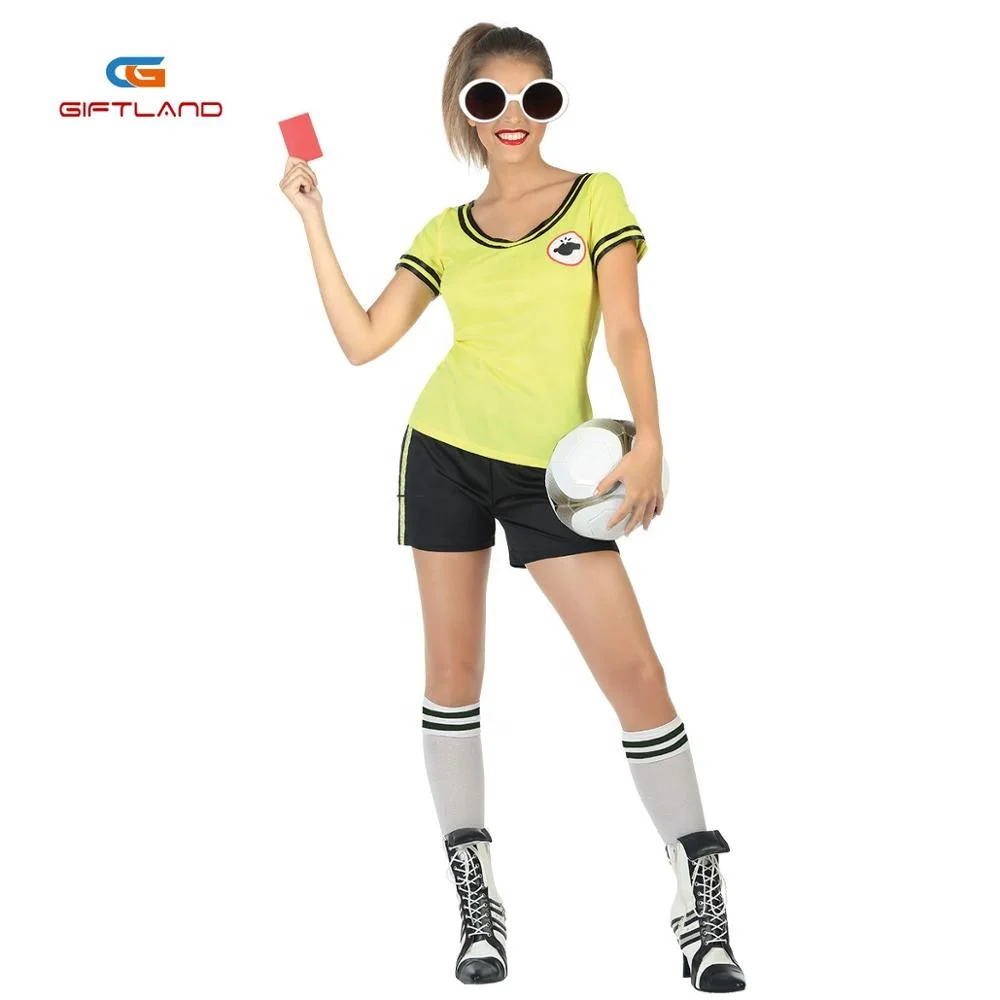 women carnival costume sexy game referee costume sport football role play costume
