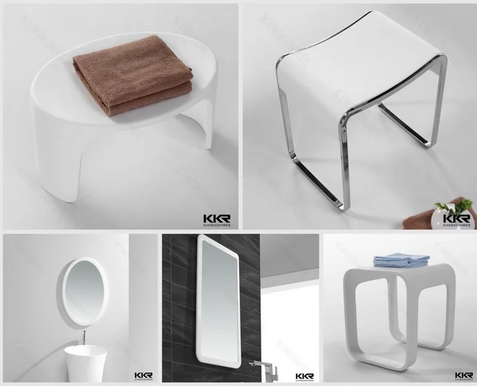 Stone Solid Surface Shower Stool for Bathroom Shower Stool