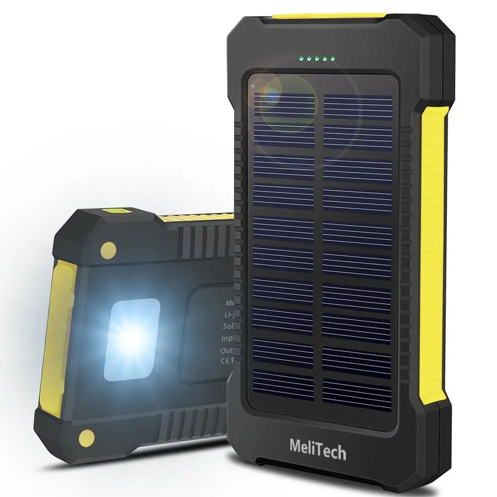 10000mah portable solar panel charger powered power bank with LED Light