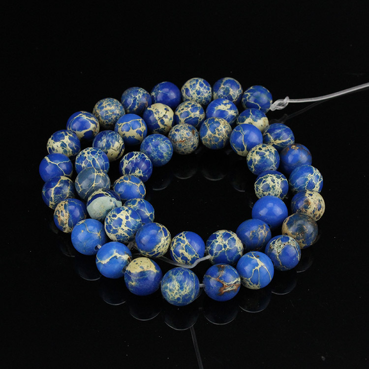 45 Perline Di Diaspro Imperiale Blu Naturale, Forma Rotonda 6/8/10/12 Mm, Per Gioielli Fai Da Te, Bracciali E Collane