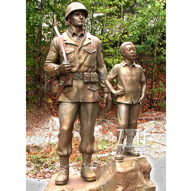 Outdoor Garden Decoration Life Size Brass Sculpture Bronze Soldier Statue