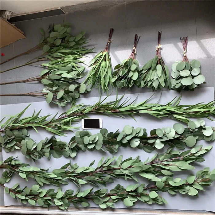 Ghirlanda di eucalipto artificiale, 6,6 ft finto argento dollaro verde vigneti, foglie di eucalipto di seta, ghirlande di edera, decorazione da parete per feste di nozze e decorazioni per la casa