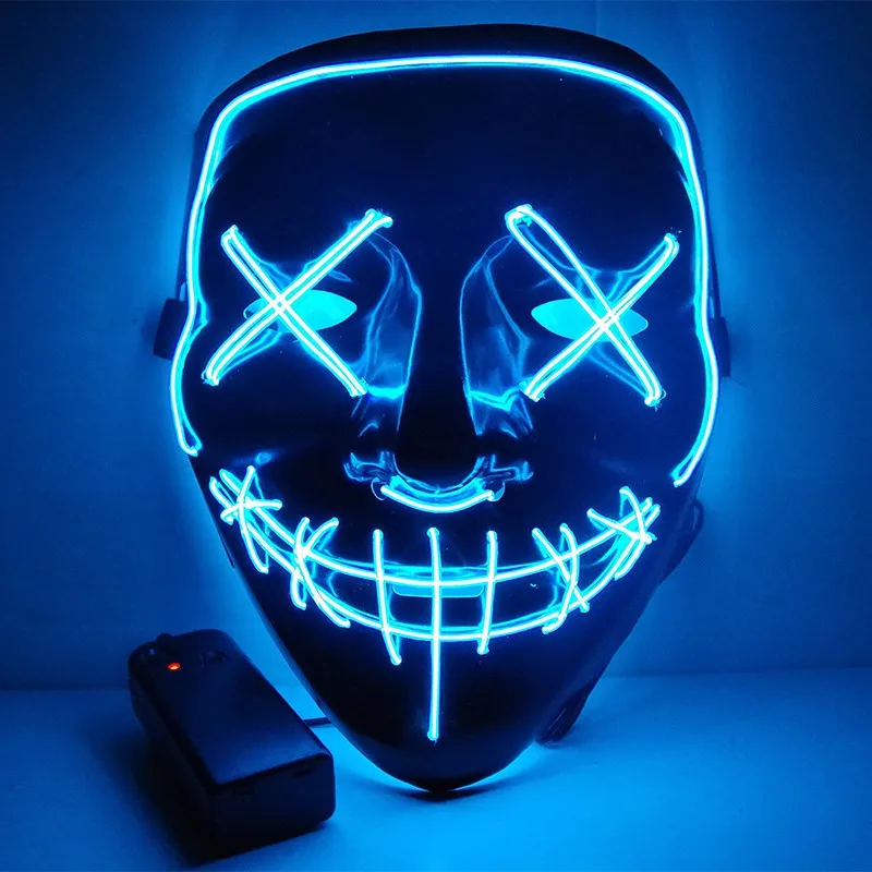 Masque LED Halloween Avec Lumières Clignotantes - Pour Fêtes, Cosplay, Noël - Design Squelette Lumineux Avec Bandeau Réglable