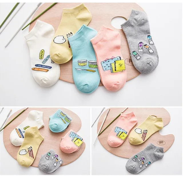 Носки-невидимки с рисунком из мультфильма, дышащие носки-лодочки для женщин