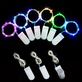 1m 2m 3m 4m 5m LED Button Battery Operated LED Copper Wire String Light For Party Christmas Wedding