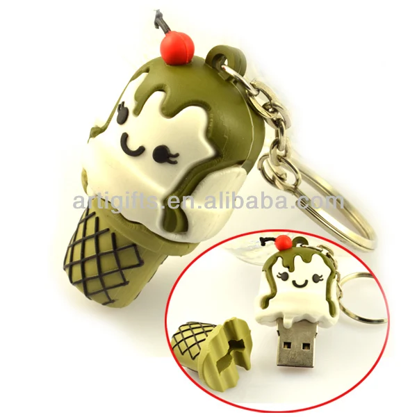 Factory Direct Sales Custom Promotion Gifts 3D PVC Cute Usb Drive Holder Key Ring Keychain