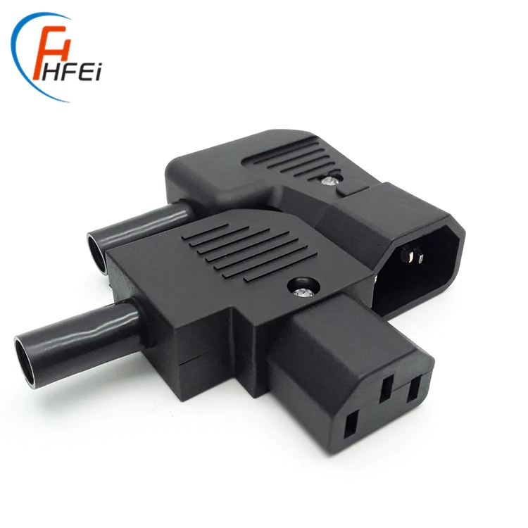 C13 Plug Solid Copper Pin C14 Socket C13 to C14 Adapter Connector Angled 90 Degree Connector