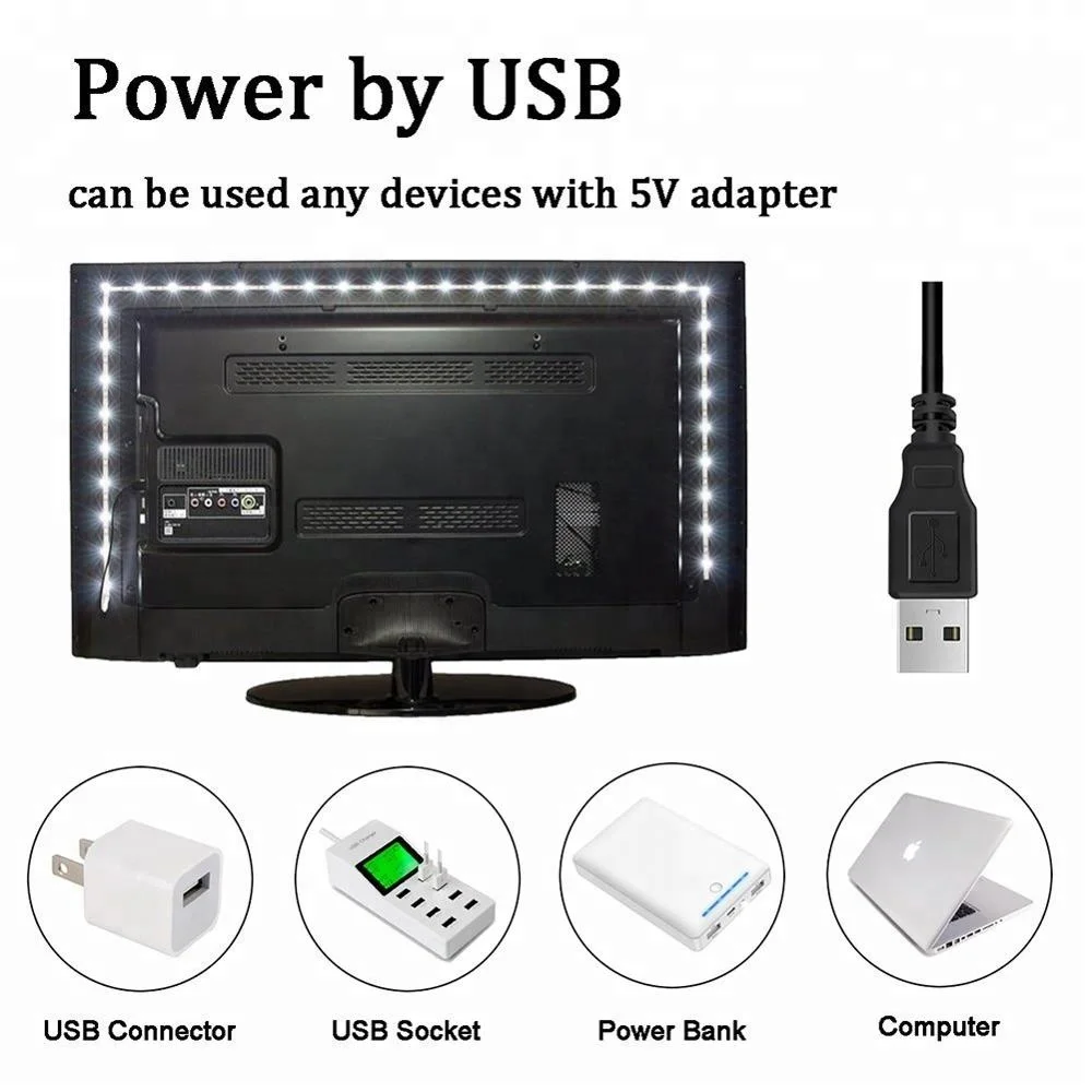 5V Short LED Light Strips USB TV Backlight 0.5M With 24KEYS Remote