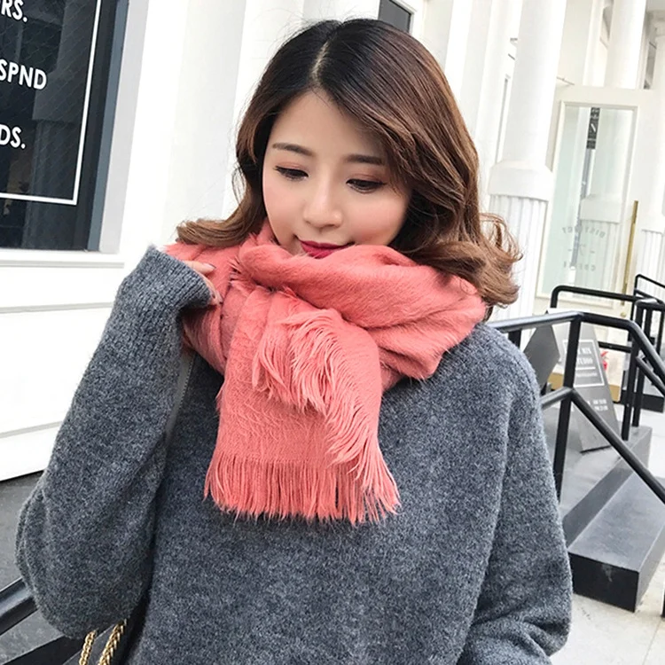 Women Winter Fashionable Wear Fancy Solid Color Wool Shawls Thick