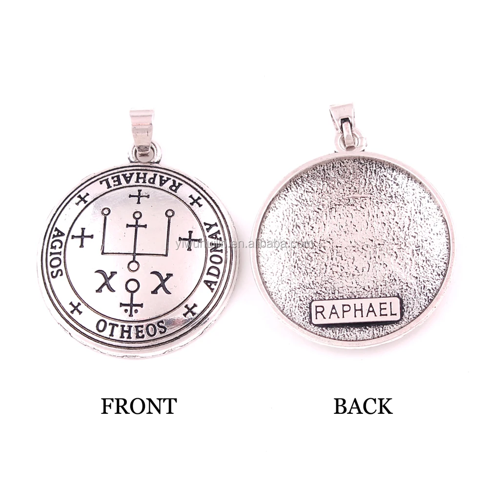 Pingente Angelical Vintage de Arcanjo RAPHAEL em Prata e Ouro com Sigilo de  Rafael, image size:1000x1000