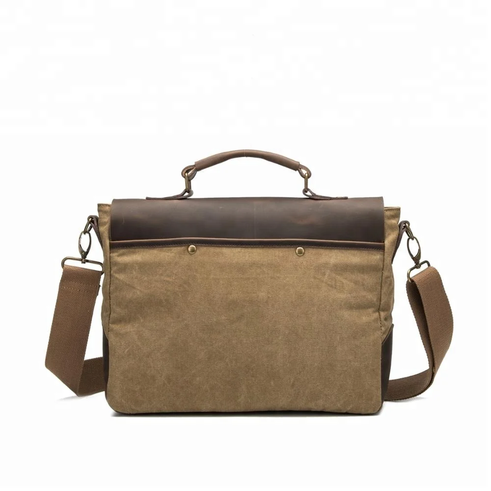 Винтажная холщовая сумка-мессенджер для ноутбука цвета хаки, 16 унций, мужской портфель