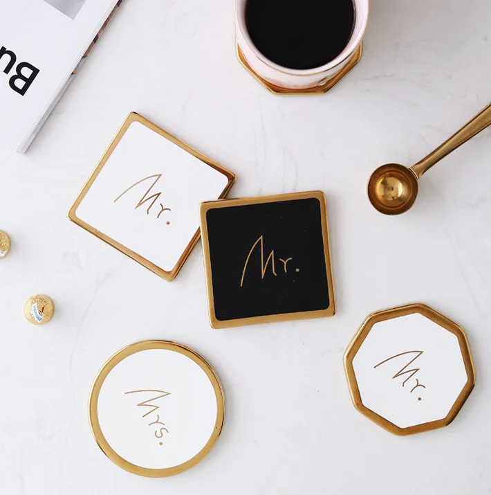Popular Different Shape Modern Coffee Table Unique Coasters With Gold