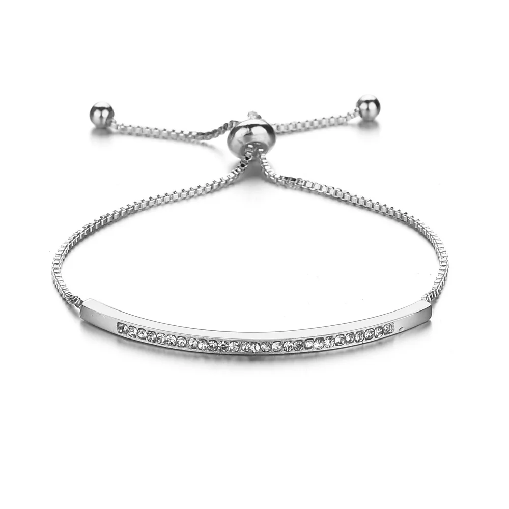 silver diamond adjustable bracelet