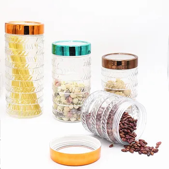 Home Basics 4 Piece Round Glass Canisters Set with Airtight Screw Lid Food Storage Jar with TOP and More