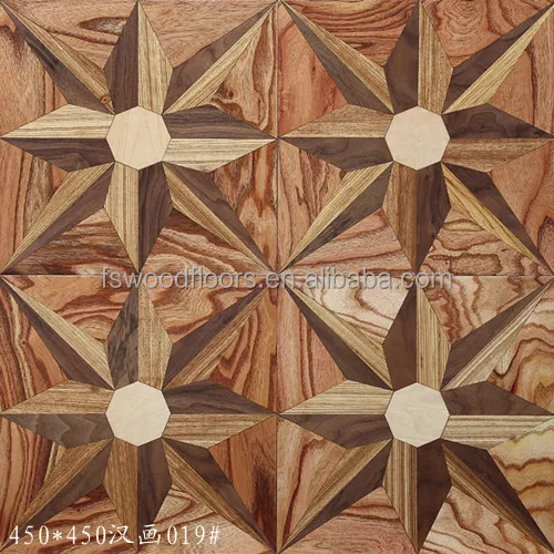 Flower Design Art Marquetry Wood Parquet Flooring