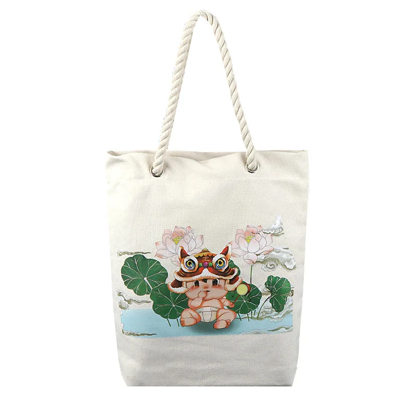 Hot sale reusable plain white canvas shopping bag with custom logo printed durable natural 8oz 10oz cotton hand tote