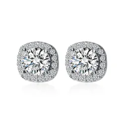 Женские серьги-гвоздики из серебра 925 пробы с фианитами