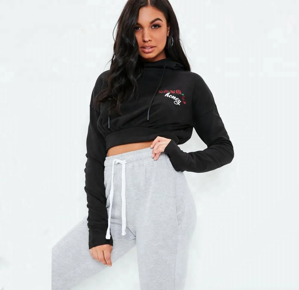 cropped black moletom com capuz zip up