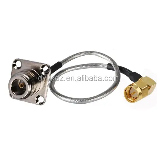 Rf Electrical Wire Coaxial Cable Connector N Female Panel Mount to SMA Male Right Angle Assembly Pigtail Extension Rg405 15cm