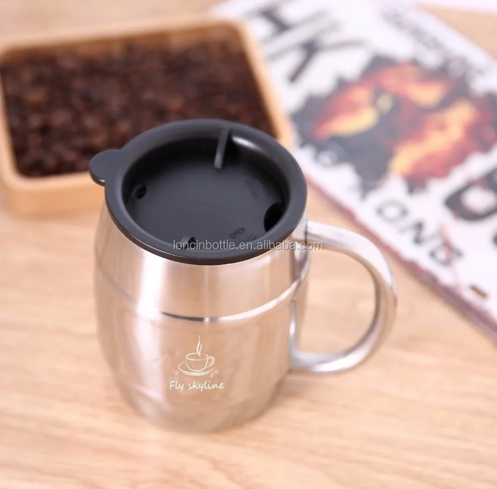 500ml Coffee Mug Double Wall Stainless Steel Insulated Coffee Beer Barrel  Shaped Tumbler ,insulated Beer Cup