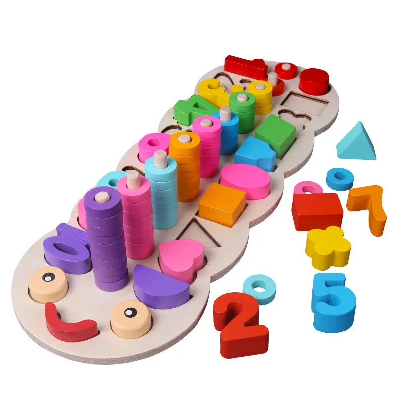 Kids Wooden Montessori Learning To Count Numbers Matching Early Education Toy Q 