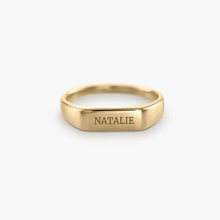 14k Gold Plated Custom Name Ring with Design – Luna Custom Jewelry
