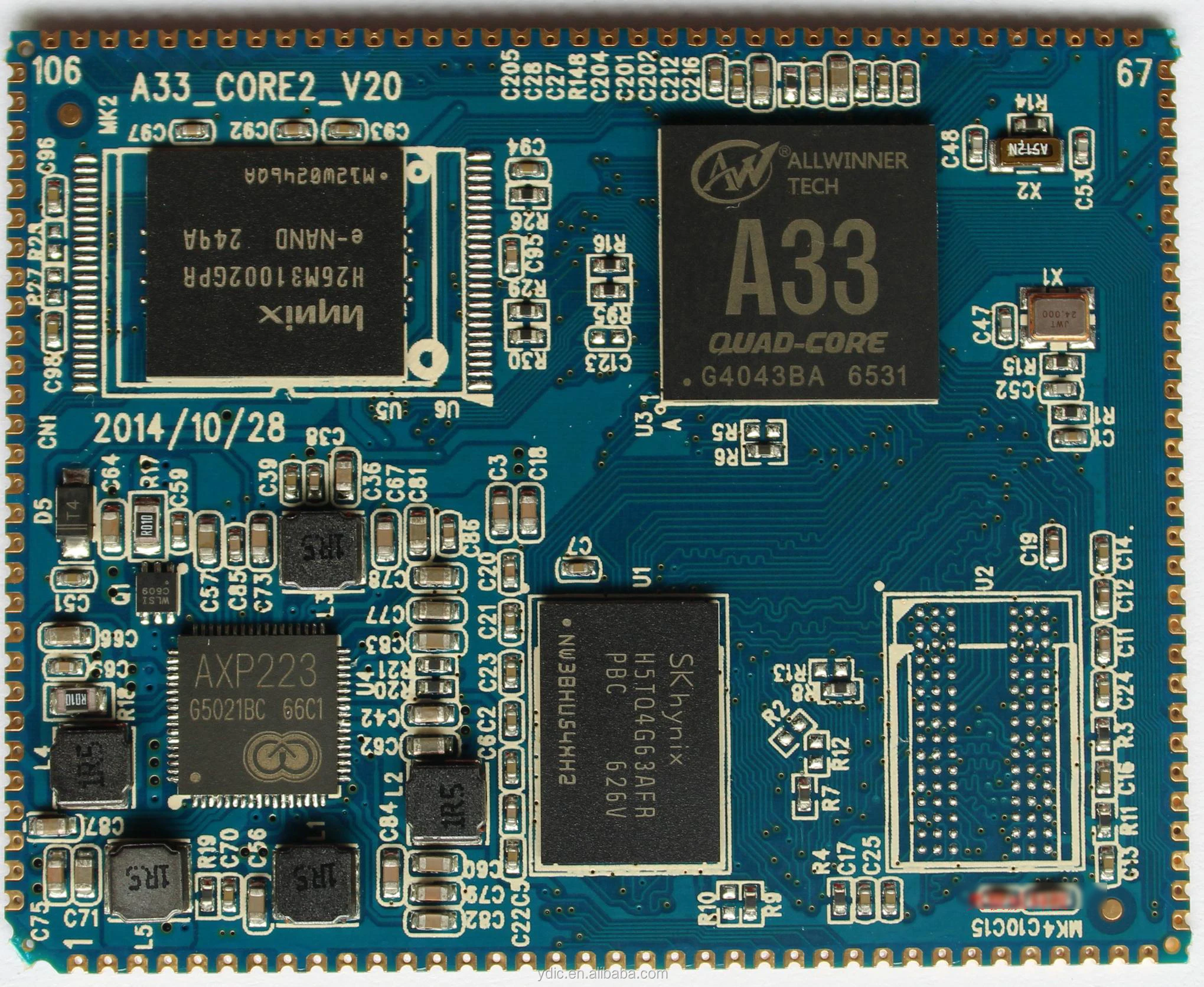 Open Source Arm Cortexa7 Quadcore Core Board Stamp Hole Allwinner A33