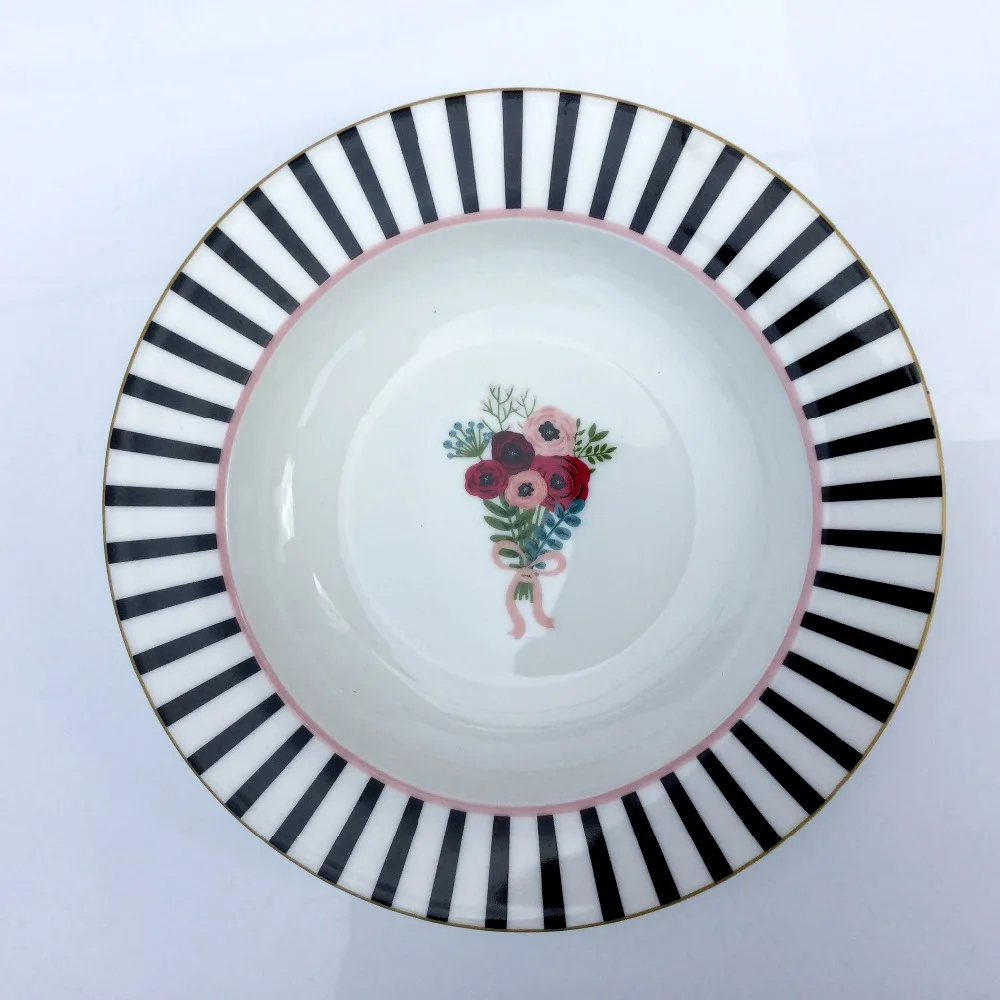 Factory price bone china ceramic 8.5 inch soup plate dinner ware porcelain side plate